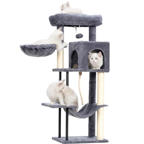 Smoky Gray 43.3 inch Sturdy Cat Tree Tower for Cats and Kittens