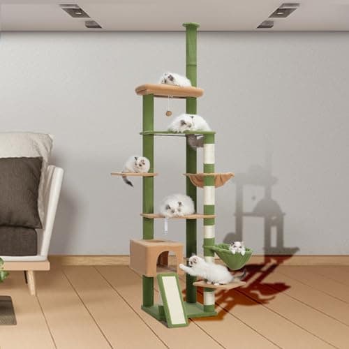 Adjustable Tall Cat Tree with Hammock and Scratching Posts
