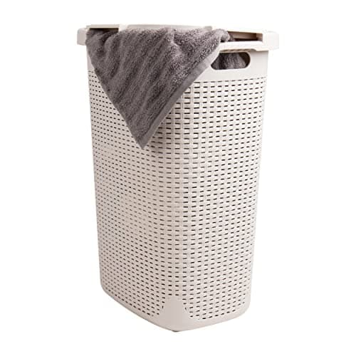 60L Slim Laundry Hamper with Lid, Set of 2, Ivory — Ivory