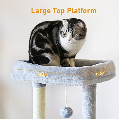 KIYUMI Multi-Level Cat Tree with Scratching Post & Hammock Grey