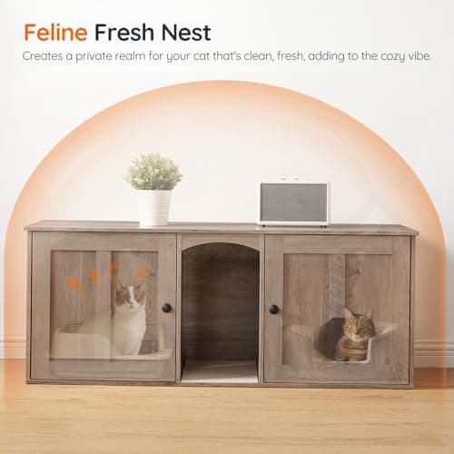 HOOBRO Greige Double Room Cat Litter Box, Perfect for 2 Cats