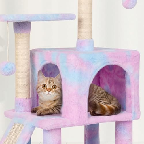 MIAO PAW Rainbow Cute Indoor Cat Tree with Scratching Post & Hammock