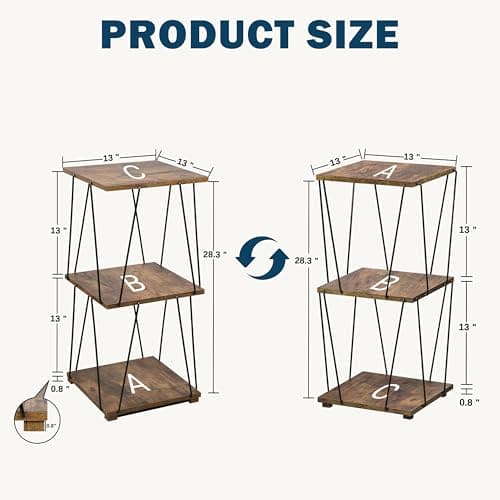 LOFTEY 28 Inch Industrial Brown Small End Table for Living Room