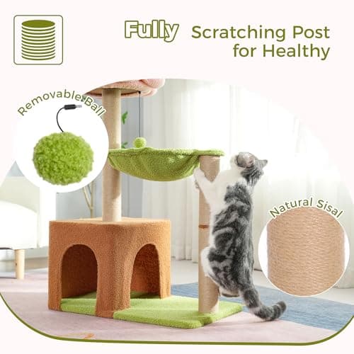 PINK 36" Cat Tree with Hammock & Scratching Post
