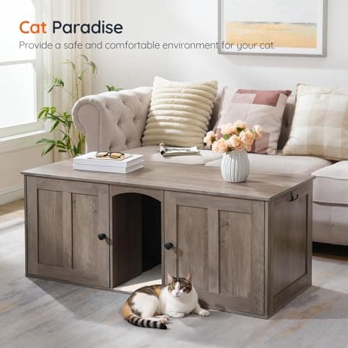 HOOBRO Greige Double Room Cat Litter Box, Perfect for 2 Cats