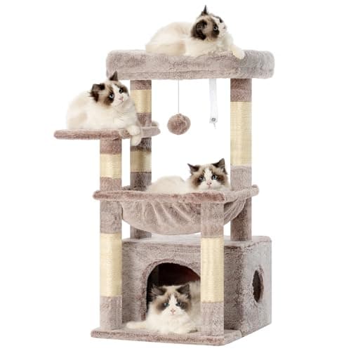 Heybly Cat Tree: Kitten Tower with Soft Basket & Spacious Bed for Indoor Cats