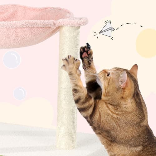 HOMBYS 46 Inch Flower Cat Tree with Litter Box & Storage, Soft Fleece & Sisal