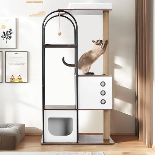 Modern 4-Tier Cat Tree with Caves & Scratching Posts