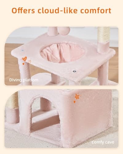 Taoqimiao MS027P Jelly Pink 39.4-Inch Kat Tree for Kittens