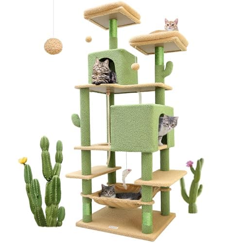Extra Tall F76 Cactus Cat Tree Tower for Large Cats, Green