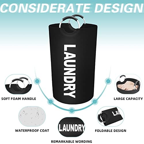 StorageRight 90L Large Dirty Clothes Hamper, Collapsible & Waterproof (Black)