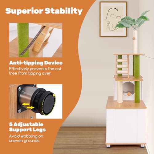 PETSITE Multi-Level Cat Tree with Litter Box & Scratching Posts