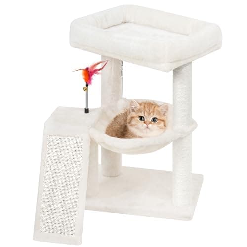 YOUPET Grey 33.46in Multi-Level Cat Tree with Hammocks and Scratching Posts — Beige