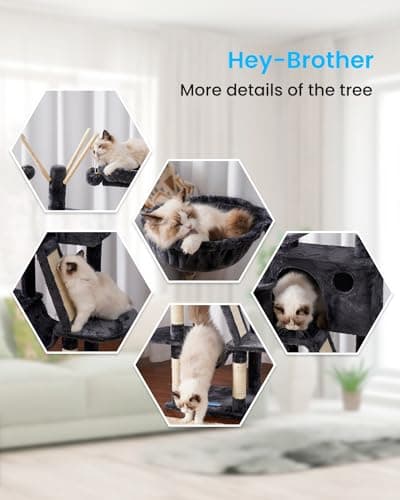 Smoky Gray MPJ019-SG Hey-Brother 53" Cat Tree for Indoor Cats