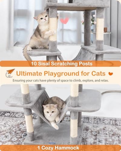81-Inch Tall Cat Tree with Scratching Post & Plush Caves for Indoor Cats