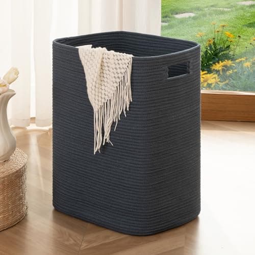 OIAHOMY Large Brown Variegated Laundry Hamper Basket — Blue