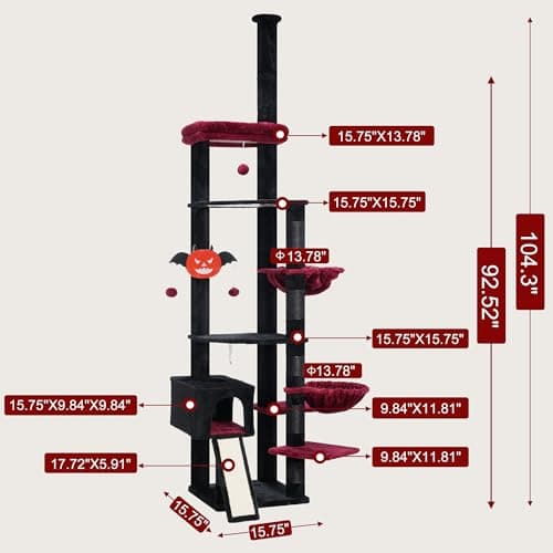 Adjustable Gothic Halloween Cat Tree for Indoor Cats