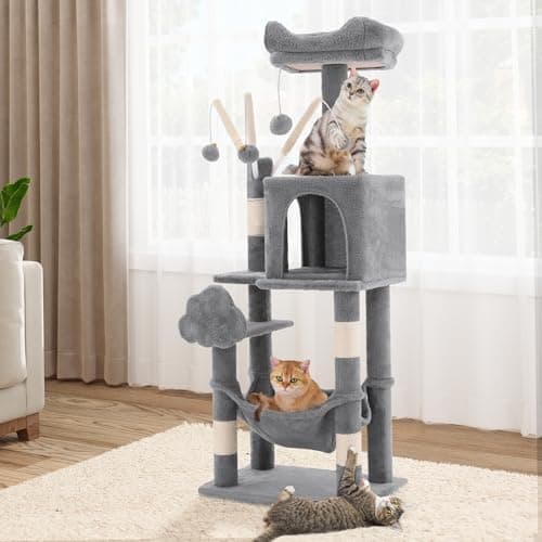 YITAHOME 75in Multi-Level Cat Tree Tower for Indoor Cats — Light Gray