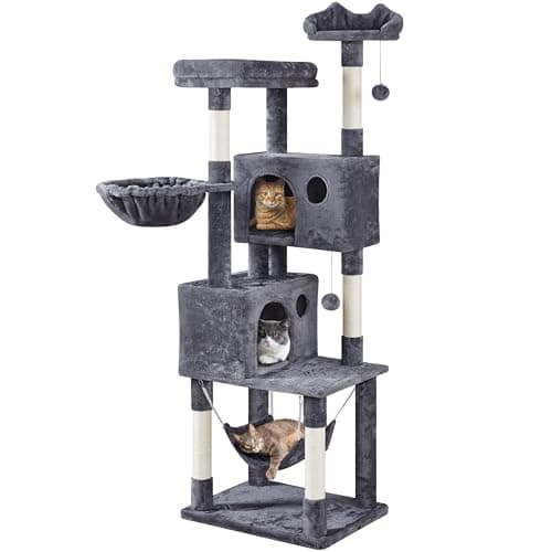 Yaheetech Large Cat Tower with Condos for Medium Cats Pink — Dark Gray
