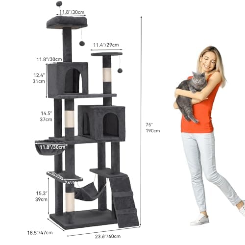 YITAHOME 75in Multi-Level Cat Tree Tower for Indoor Cats