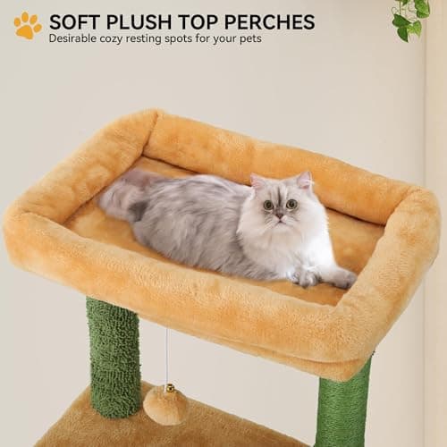 YITAHOME Tall Cactus Cat Tree Tower with Dangling Ball
