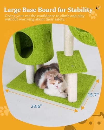 Green Cozy Cat Condo with Hammock & 3 Scratching Posts for Indoor Kittens
