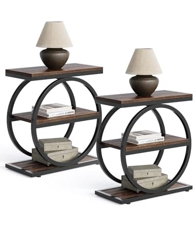 Little Tree 3-Tier Gray & Black End Table for Living Room and Bedroom — Rustic Brown