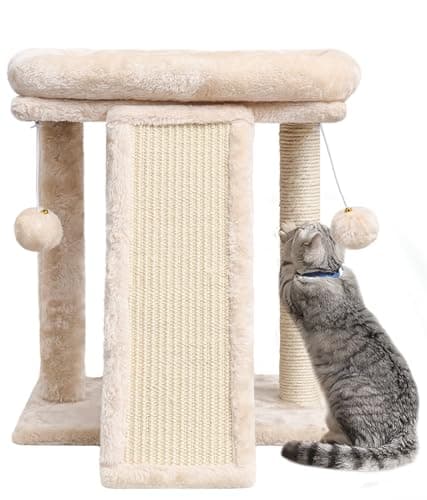 SYANDLVY Small Gothic Cat Tree for Indoor Cats — Beige