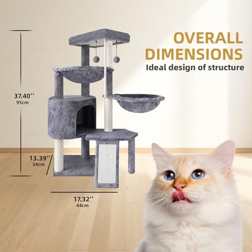 Xin Three-Layer Cat Tree with Condor and Two Hammocks, Grey