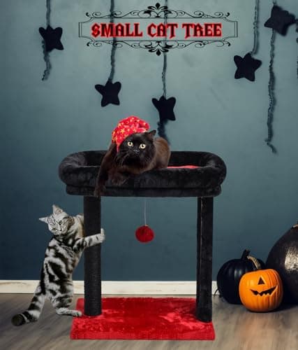 SYANDLVY Small Gothic Cat Tree with Scratching Board for Indoor Cats