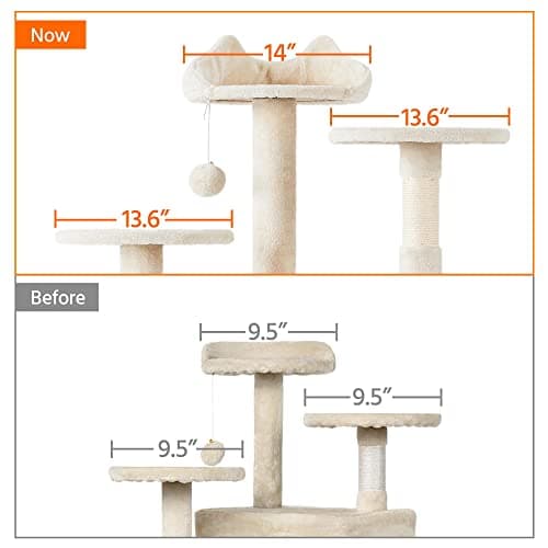 Yaheetech Beige Multi-Level Cat Tree with Condo & Scratching Posts