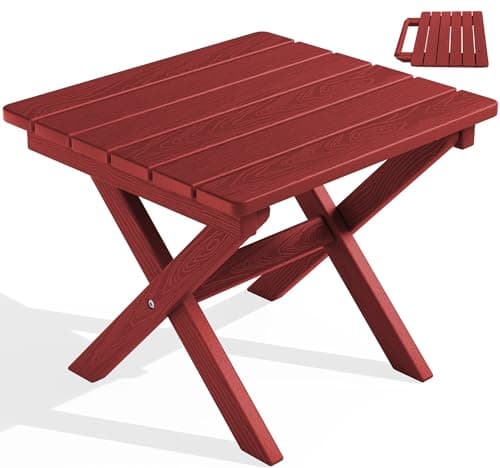 Serwall HDPE Adirondack Portable Outdoor Side Table, Black — Red