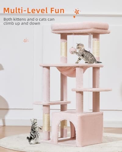 Taoqimiao MS027P Jelly Pink 39.4-Inch Kat Tree for Kittens
