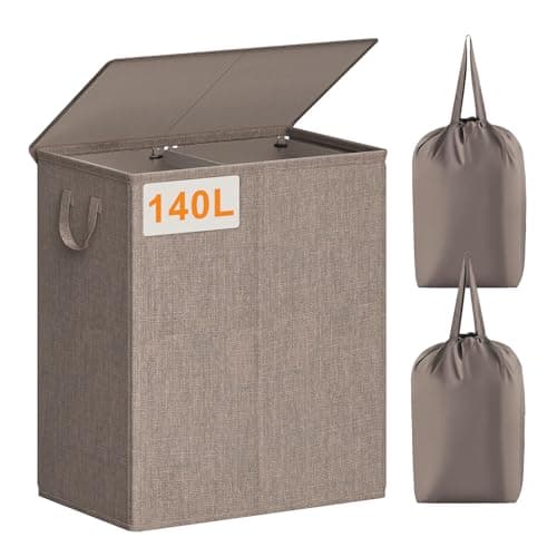 Chrislley 2 Section Double Laundry Basket, Black — Brown