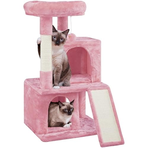 Yaheetech 36in Indoor Cat Tree with Perch, Scratching Posts & Dangling Ball — Pink
