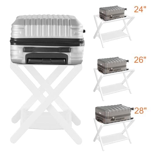 Foldable Luggage Rack Set for Hotel Guest Rooms - White (2-Pack)