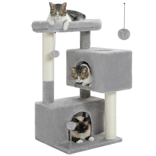 Light Grey Cat Tree with 2 Condos & 31.5" Tower for Indoor Pets