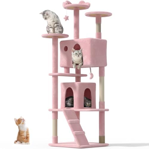 large indoor cat tree tower for big cats — Soft Pink