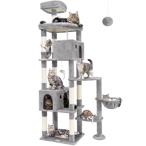 Giant 83 Inch Cat Tree for Large Cats, 9 Scratching Posts, Dark Grey — Ligth Grey