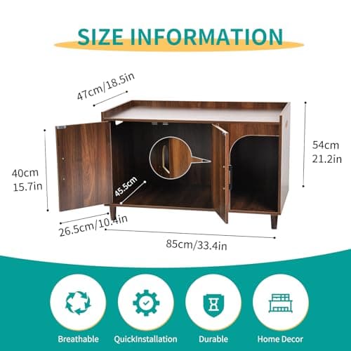 Wooden Cat Litter Box Enclosure with Cat Scratching Pad