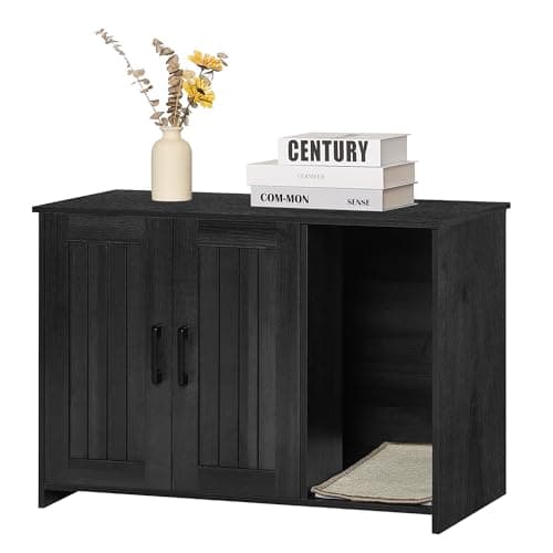 Dwanton Black & Rustic Brown Cat Litter Box Enclosure — Dark Gray