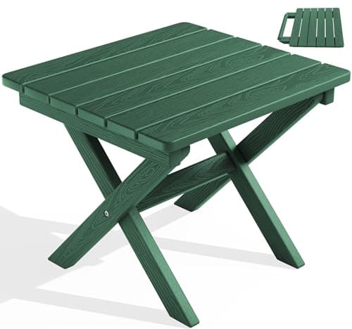 Serwall HDPE Adirondack Portable Outdoor Side Table, Black — Green