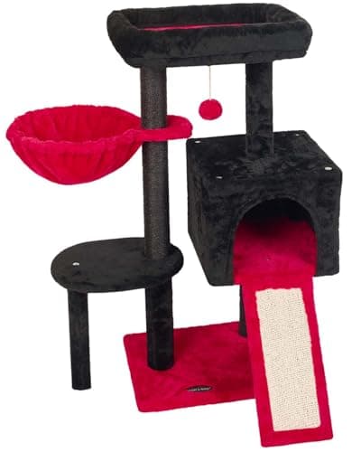 Cute Pink Cat Tree with Scratching Posts & Jump Platform — RedBlack