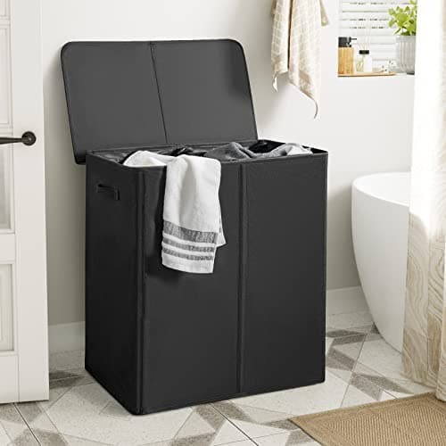 WOWLIVE 154L Double Laundry Hamper with Lid, Black