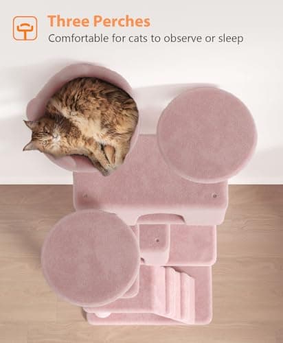 70" Tall Cat Tree Tower for Large Indoor Cats, Soft Pink