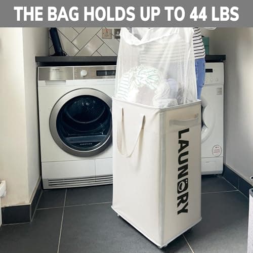 Goodpick 75L Laundry Hamper with Wheels, White