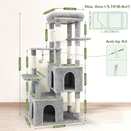Heavy Duty F61 Cat Tower for Large Cats, Scratching Post & Light Grey