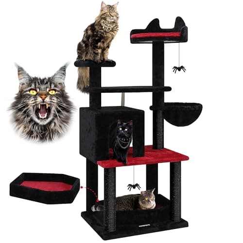 52in Gothic Cat Tree with Coffin Bed for Indoor Cats