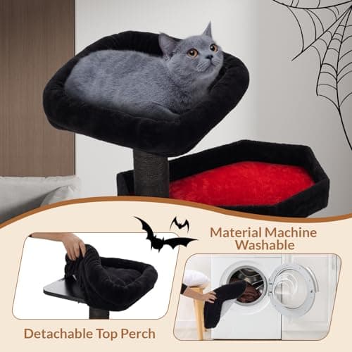 Happy & Polly Gothic Cat Tree with Coffin Bed & Scratching Posts - Large Cat Activity Center