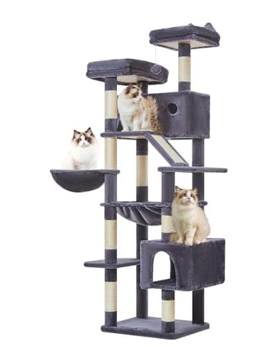 Taoqimiao 71-Inch Multi-Level Cat Tree for Large Indoor Cats — Smoky Gray